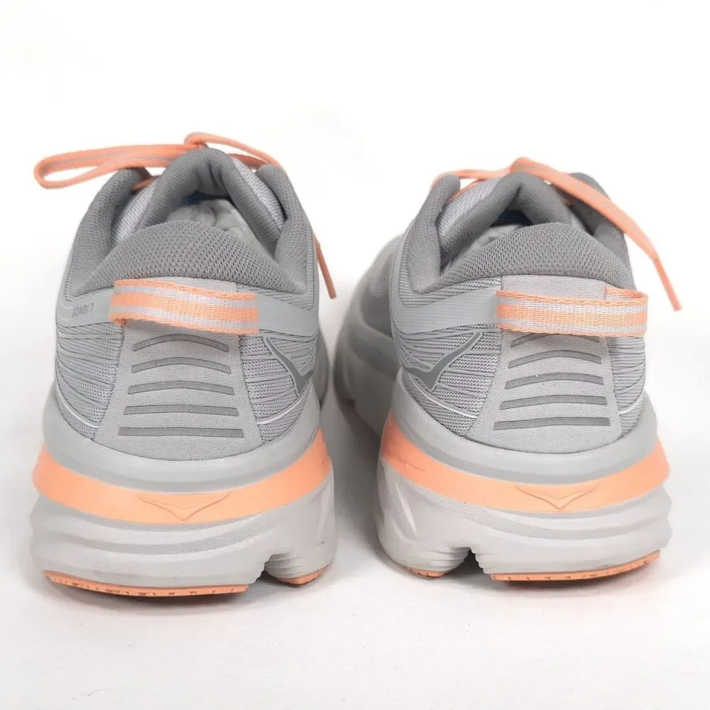 HOKA‎ Women's US 9 Gray Peach Athletic Sneakers Running Cushioned BONDI 7